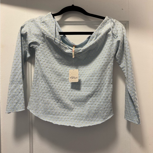 Free People Tops - Free People Sky Blue Textured Top NWT- XS
